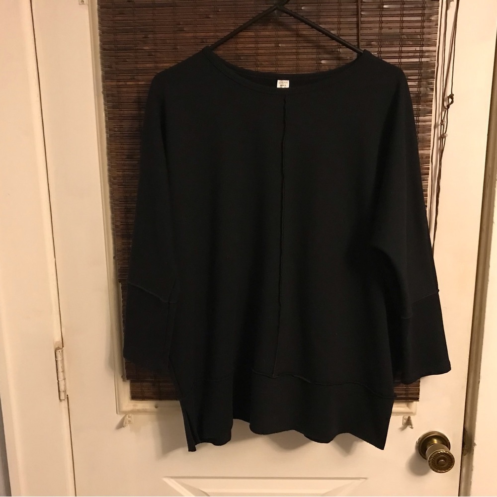 Spanx Perfect Length Dolman 3/4 Sleeve Top Medium Black Soft